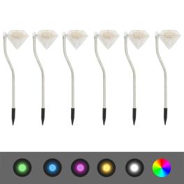 Garden lamp set of 6 silver pp 3.5x3.1x11.6 in solar
