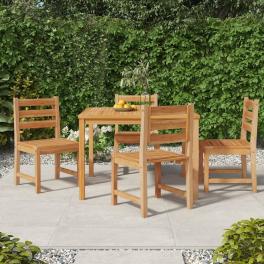 Garden chair set of 4 warm brown solid teak wood standard