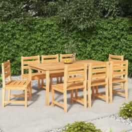 Garden dining set teak brown solid teak wood 9 piece set durable