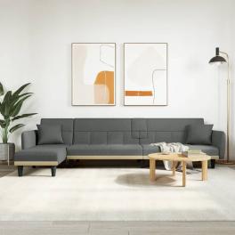 L-shaped sofa bed dark grey 100% polyester fabric, plywood
