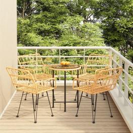 Garden dining set black poly rattan medium ergonomic