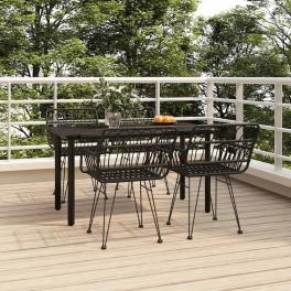 Garden dining set black polyethylene rattan medium durable