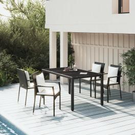 Garden dining set black, cream white