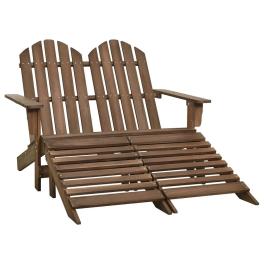 Garden chair brown solid fir wood 2-seater detachable