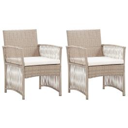 Garden armchair set of 2 beige poly rattan standard