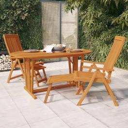 Garden table natural wood solid eucalyptus wood medium extendable