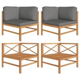 Corner sofa dark gray solid teak wood medium modular