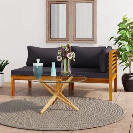 Sofa set dark grey solid acacia wood modular sofa set