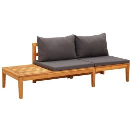 Garden bench dark grey, natural wood