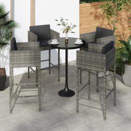 Bar stool set of 4 grey poly rattan