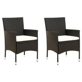 Garden chair set of 2 black and cream white