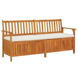 Bench brown, cream white solid acacia wood, 100% polyester fabric