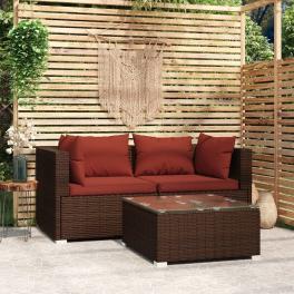 Garden lounge set brown pe rattan medium modular