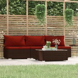 Garden lounge set brown pe rattan medium modular