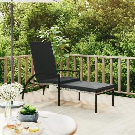 Sun lounger grey pe rattan, galvanized steel standard