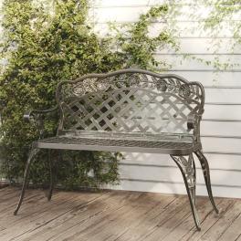 Garden bench green cast aluminum medium durable garden bench