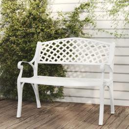 Garden bench white cast aluminum, cast iron medium durable