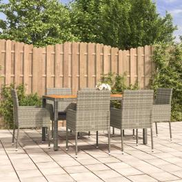Garden dining set grey pe rattan suitable for six individuals