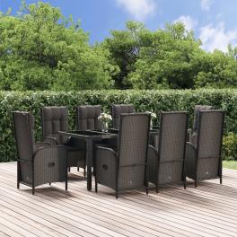 Garden dining set black and grey