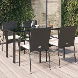 Garden dining set black pe rattan medium modular