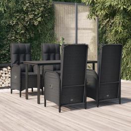 Patio dining set black pe rattan medium multi-position backrest