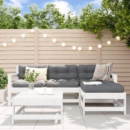 Garden lounge set white solid pine wood medium modular