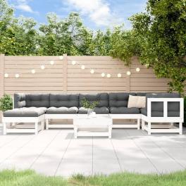 Garden lounge set white solid pine wood large modular