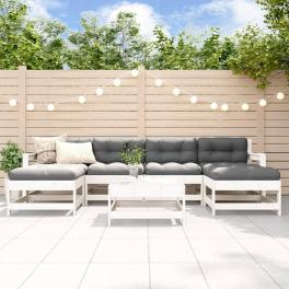 Garden lounge set white solid pine wood, plywood large modular