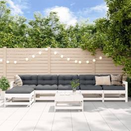 Garden lounge set white solid pine wood modular garden lounge set