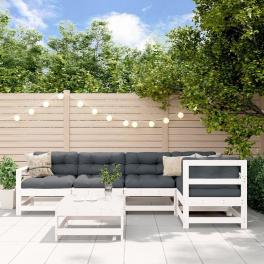 Garden lounge set white solid pine wood, plywood large