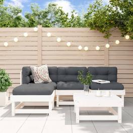 Garden lounge set white solid pine wood medium modular