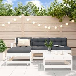 Garden lounge set white solid pine wood, plywood medium modular