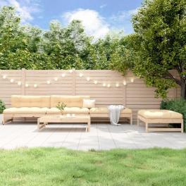 Garden lounge set natural wood solid pine wood, plywood large