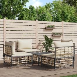 Garden lounge set set of 5 anthracite, beige