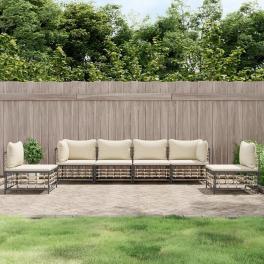Garden lounge set anthracite poly rattan modular