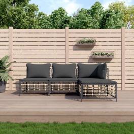 Garden lounge set anthracite poly rattan medium modular