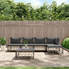 Garden lounge set anthracite poly rattan large modular