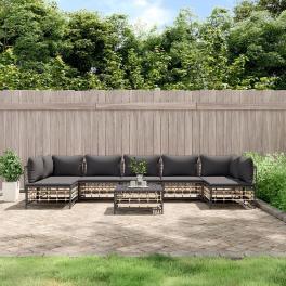 Garden lounge set anthracite poly rattan large modular