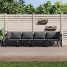 Garden lounge set anthracite woven fabric large modular
