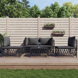 Garden lounge set anthracite woven fabric medium modular