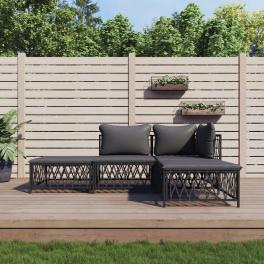 Garden lounge set anthracite woven fabric