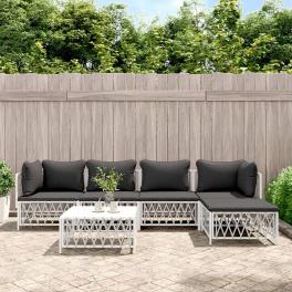 Garden lounge set white, dark grey