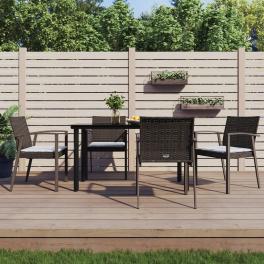 Garden dining set brown, black, cream white