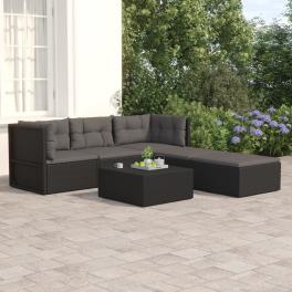 Garden lounge set black pe rattan standard modular