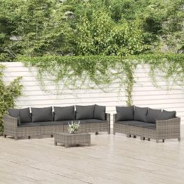 Garden lounge set grey pe rattan, powder-coated steel modular