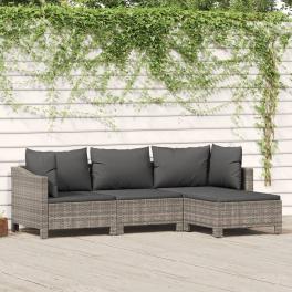 Garden lounge set grey pe rattan large modular