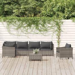 Patio lounge set grey pe rattan large modular