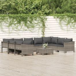 Garden lounge set grey pe rattan 10 piece set modular