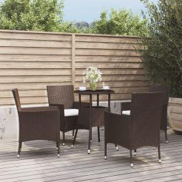 Garden bistro set brown poly rattan 5 piece set durable