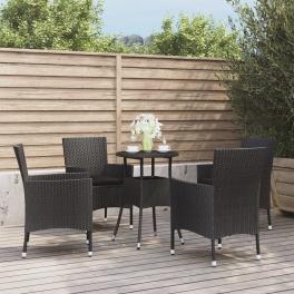 Garden bistro set black poly rattan medium tough